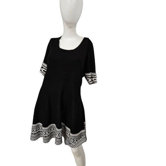 Nina Leonard Black and White Midi Dress - Picture 4 of 10